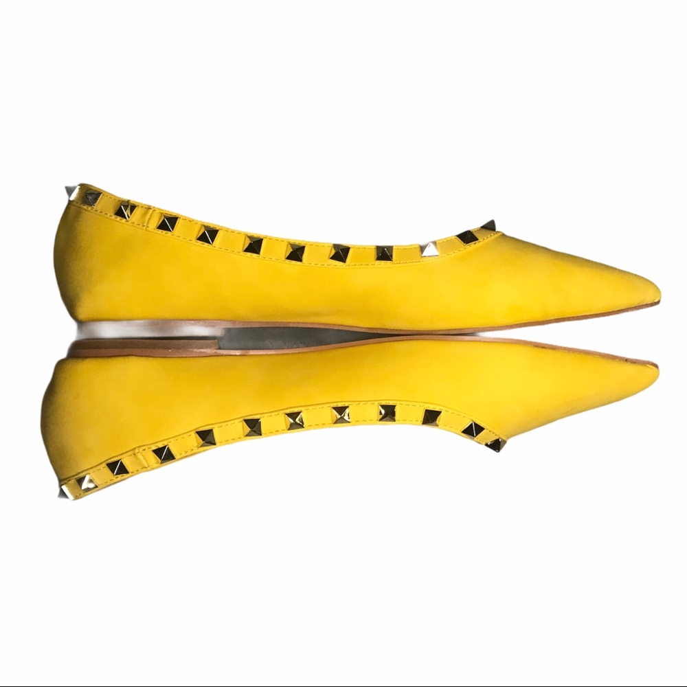Nib Seven7 Yellow Clara Studded Pointed Toe Flats - image 8